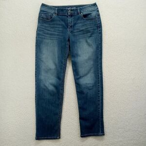 Chicos Jeans Womens 0 (4/6) Platinum Straight Stretch‎ Denim Cotton Blend Blue